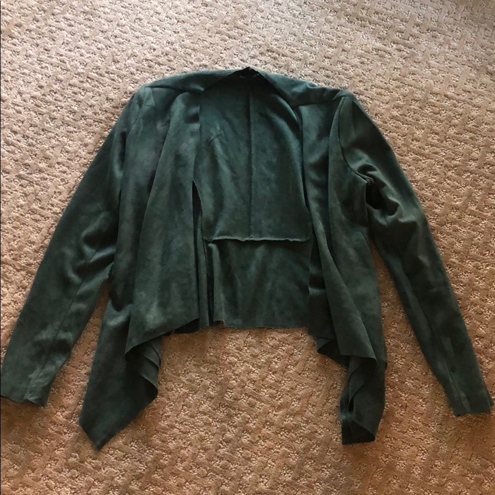 Green Suede Cardigan